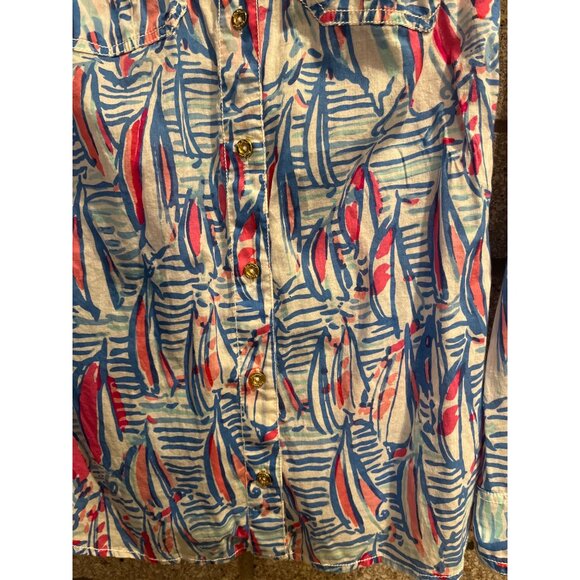 Lilly Pulitzer Sails Print Button-Down Shirt S Bright Multi-Color Long Sleeve Li - Picture 5 of 7